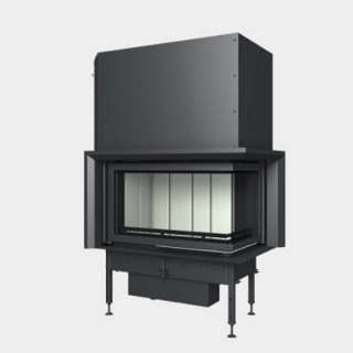 Steel energy-efficient fireplace sliding door ,corner-mounted  Inter V 9 CL