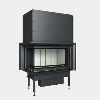 Steel energy-efficient fireplace sliding door ,corner-mounted  Inter V 9 CP