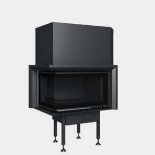 Cast-iron energy-efficient fireplace corner opening door Start V 6 CL