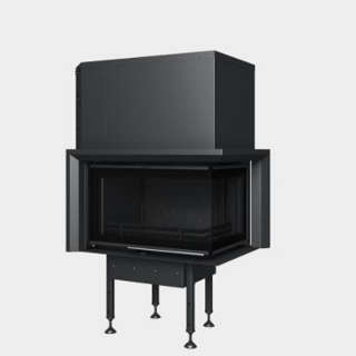 Cast-iron energy-efficient fireplace corner opening door Start V 6 CP