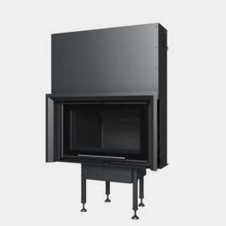 Cast-iron energy-efficient fireplace straight sliding door Start V 7
